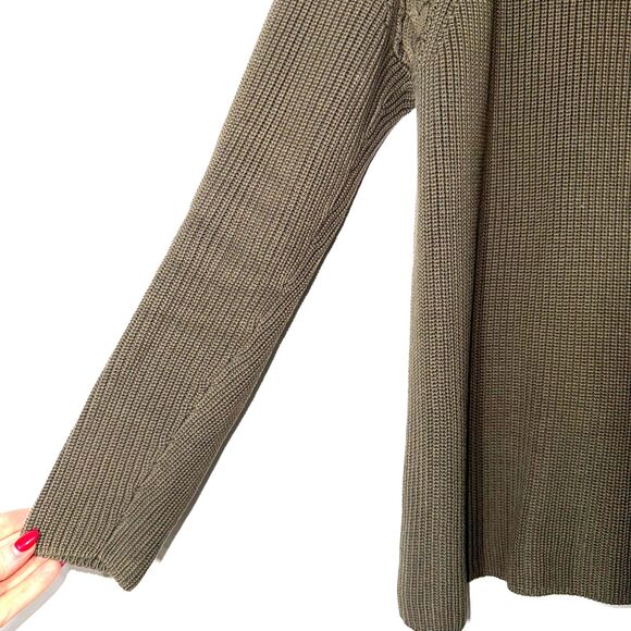 Ann Mashburn Cotton Crew Neck Knit Sweater - Green S - Picture 3 of 6